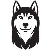 Dog - A Siberian Husky Dog Stoic face illustration in black and white vector