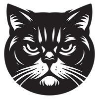 Cat silhouette - Intimidating American Shorthair Cat face illustration vector