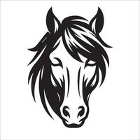 Horse Head Art - illustration of Calm horse face in black and white vector