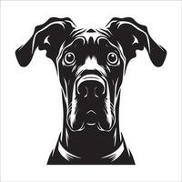 Great Dane Dog - A Great Dane Fearful face illustration in black and white vector