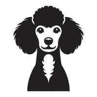 caniche perro logo - un curioso caniche perro cara ilustración en negro y blanco vector