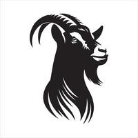 Goat Head - A confident goat face illustration in black and white vector