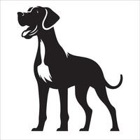 illustration of a Great Dane dog standing in black and white vector
