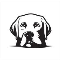 A bored Labrador Retriever face illustration in black and white vector