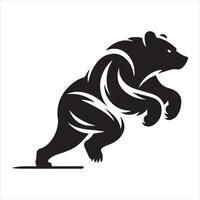 A Bear running illustration in black and white vector