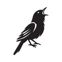 A Bird singing illustration in black and white vector