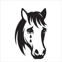 Horse Face Logo - Sad horse face illustration on a white background vector