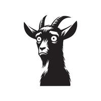 Goat Logo - A worried goat face illustration vector