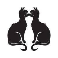 un par de encantador gato ilustración en negro y blanco vector