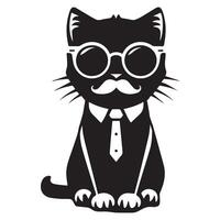 Cat Clipart - cute hipster cat illustration on a white background vector
