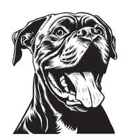 Boxer Dog - A Boxer Dog joyful face illustration in black and white vector
