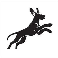 illustration of a Great Dane dog jumping in black and white vector