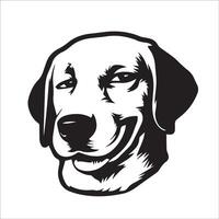 Dog Face Art - A mocking Labrador Retriever face illustration in black and white vector