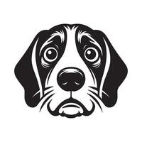 Dog Face Clipart - A Anxious Beagle face illustration vector