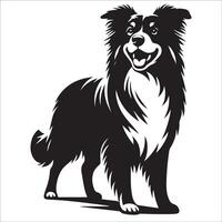 Australian Shepherd - An Australian Shepherd Dog Standing illustration in black and white vector