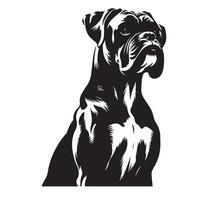 Boxer Dog - A Boxer Dog Proud face illustration in black and white vector