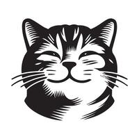 Cat Face - Content American Shorthair Cat with a slight smile illustration vector
