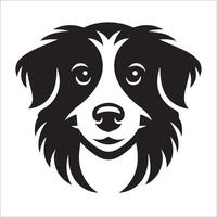 australiano pastor perro - un australiano pastor perro amoroso cara ilustración en negro y blanco vector
