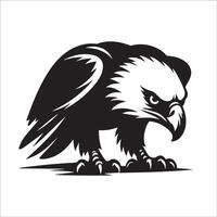 black and white An eagle in full hunting mode illustration vector