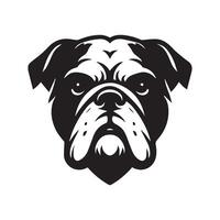 Dog silhouette - A Resolute Bulldog face illustration on a white background vector