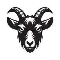 Goat Head - An angry goat face with a horn illustration vector