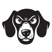 Dachshund Dog - A Dachshund Dog grumpy face illustration in black and white vector