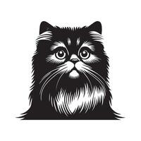 A Persian Cat with a surprised expression silhouette on a white background vector