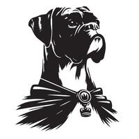 Boxer perro - un Boxer perro majestuoso cara ilustración en negro y blanco vector