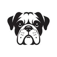 Bulldog - A Dreamy Bulldog face illustration in black and white vector