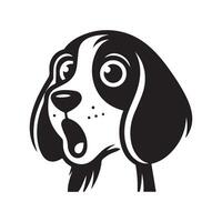 Beagle Dog Logo - A Surprised Beagle Dog face illustration in black and white vector