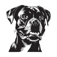 Boxer perro - un Boxer perro Cortés cara ilustración en negro y blanco vector