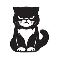 gato clipart - un gruñón gato ilustración en un blanco antecedentes vector