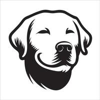 Labrador perdiguero - un satisfecho Labrador perdiguero cara ilustración en negro y blanco vector