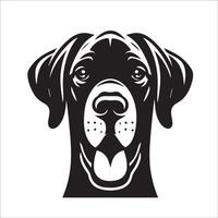 Great Dane Dog - A Great Dane face illustration in black and white vector