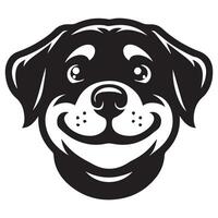 Rottweiler Dog - An amused Rottweiler Dog face illustration in black and white vector