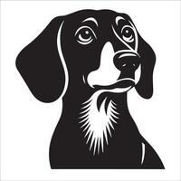 Dachshund Dog - A Dachshund Dog Wistful face illustration in black and white vector