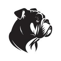 A Pensive Bulldog face silhouette on a white background vector