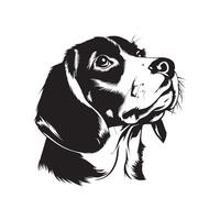 Beagle Dog Logo - An Inquisitive Beagle Dog face illustration in black and white vector