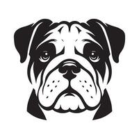 Bulldog Logo - A Loving Bulldog Face illustration in black and white vector
