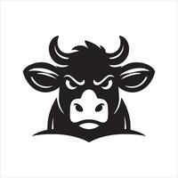 un gruñón vaca cabeza silueta ilustración vector