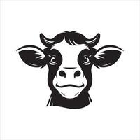 un amoroso vaca con calentar ilustración en negro y blanco vector