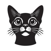 Cat - An Abyssinian cat face illustration in black and white vector