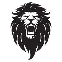 león - un león cara logo ilustración en negro y blanco vector