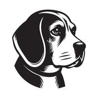 Beagle Dog - A Melancholic Beagle Dog illustration in black and white vector