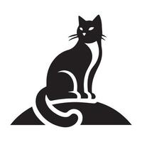 Cat Logo - a cat on top in black and white vector