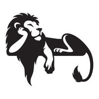 Lion - a relaxed lion illustration in black and white vector