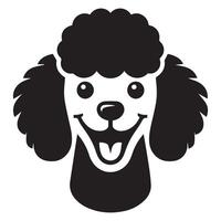 caniche perro logo - un alegre caniche perro cara ilustración en negro y blanco vector