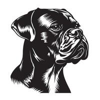 Boxer perro - un Boxer perro amable cara ilustración en negro y blanco vector