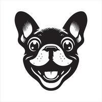 Dog silhouette - A Enthusiastic French Bulldog face illustration on a white background vector