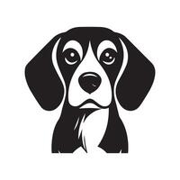 Beagle Dog - A Protective Beagle Dog face illustration in black and white vector